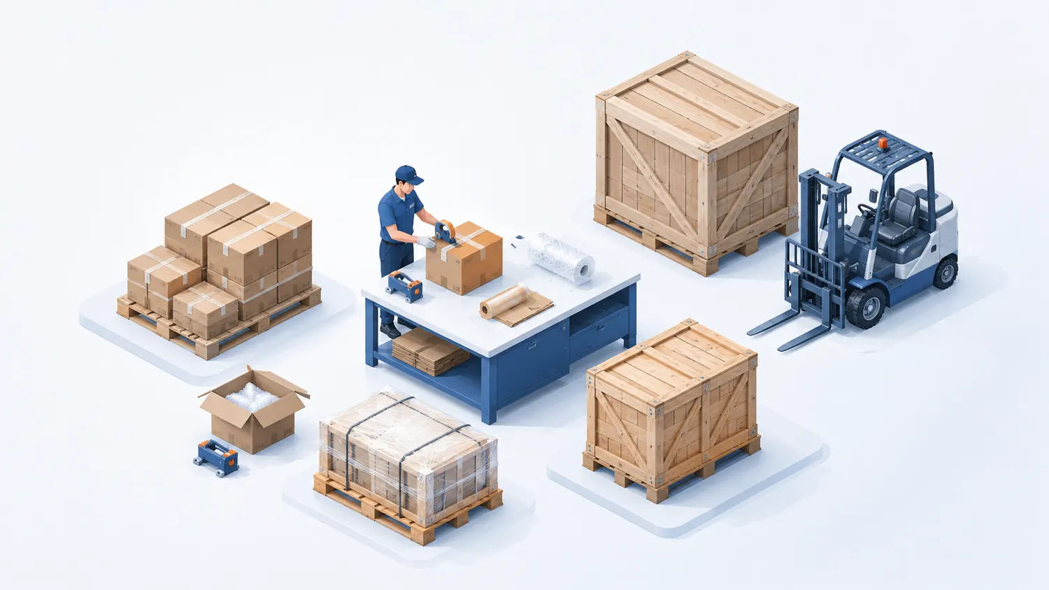 Project cargo packaging and crating illustration