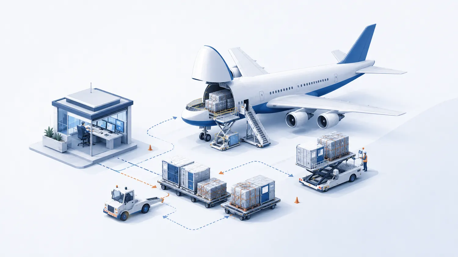 Road freight truck and delivery route illustration